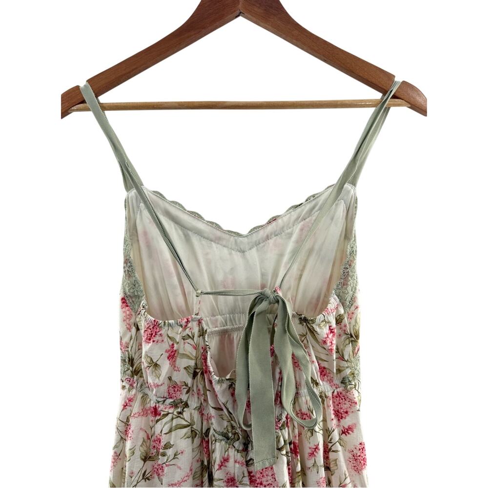 MINE ANTHROPOLOGIE FLORAL LACE TRIM RIBBON STRAP BACK TIE MIDI DRESS SIZE MEDIUM - Picture 9 of 14